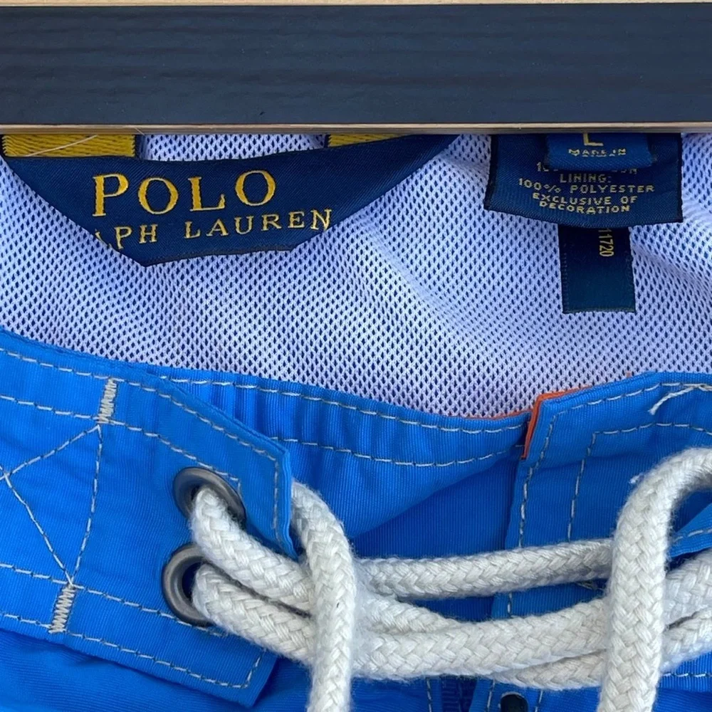 Polo Sport Ralph Lauren Swim‎ Shorts Blue Men’ Large Great EUC Side Pocket